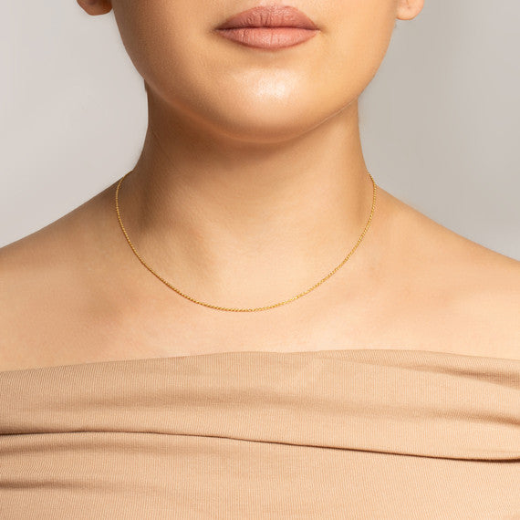 1mm Gold Rope Chain Necklace (Available in Yellow Gold, White Gold)
