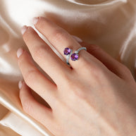 .925 Sterling Silver Double Gemstone Wrap Around Rope Band Ring