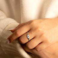 .925 Sterling Silver Enamel Evil Eye Of Protection Band Ring