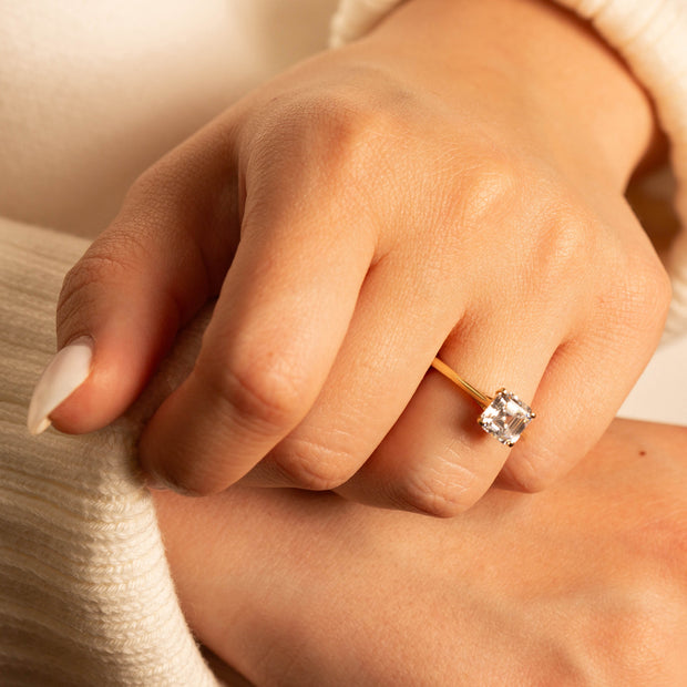 14k Gold Solitaire Princess Cut Lab Grown Diamond Engagement Ring 1ct