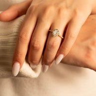 14k Gold Pear Cut Lab Grown Diamond Halo Engagement Ring 1.26cts