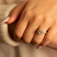 14k Gold Oval Cut Lab Grown Diamond Halo Engagement Ring 1.28cts