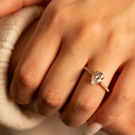 14K Gold Pear Cut Lab Grown Diamond Engagement Ring 1.13cts