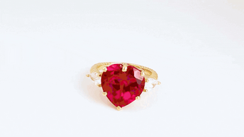 Gold Heart Gemstone Rope Band Ring (Available in Yellow /Rose/White Gold)