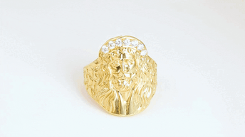 Gold Cubic Zirconia Jesus Christ Crown of Thorns Nugget Ring (Available in Small/Large & Yellow/Rose/White Gold)