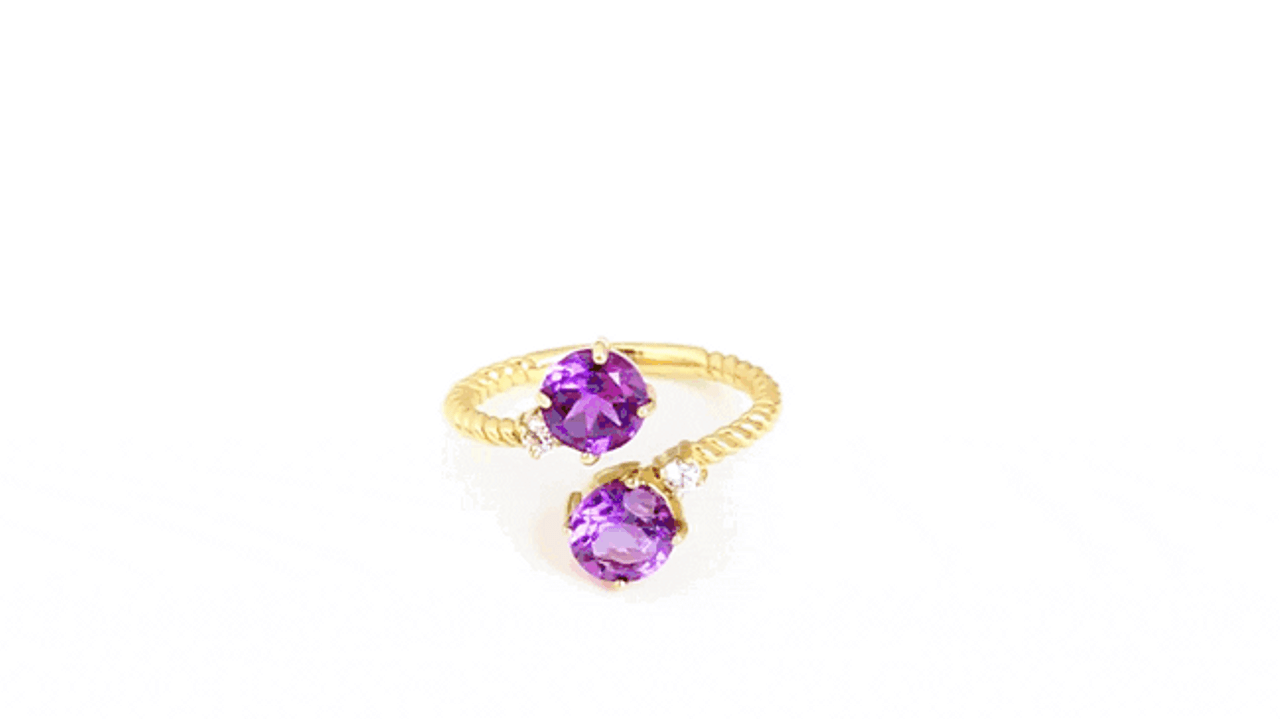 Gold Double Gemstone Wrap Around Rope Band Ring (Available in Yellow /Rose/White Gold)