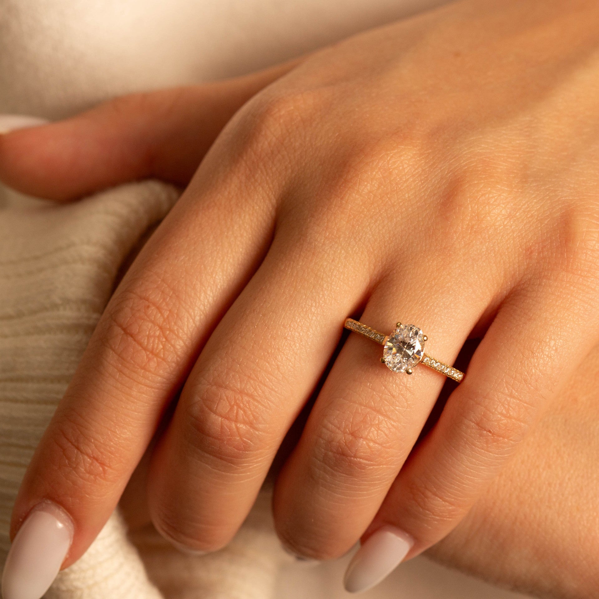 14K Gold Oval Cut Lab Grown Diamond Engagement Ring 1.13cts (Available in Yellow/Rose/White Gold)