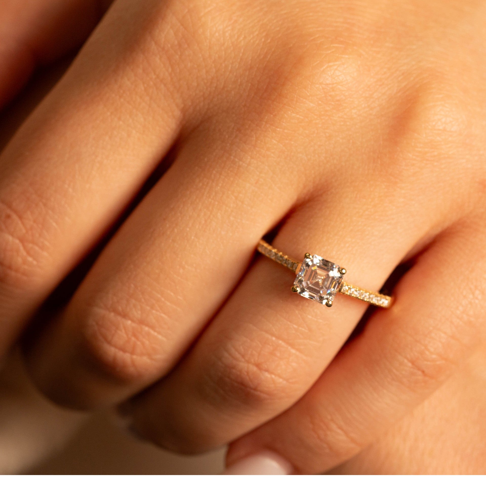 14K Gold Princess Cut Lab Grown Diamond Engagement Ring 1.13cts (Available in Yellow/Rose/White Gold)