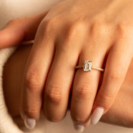 14K Gold Emerald Cut Lab Grown Diamond Engagement Ring 1.13cts (Available in Yellow/Rose/White Gold)