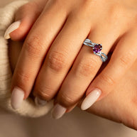 .925 Sterling Silver Custom Oval Birthstone Infinity Rope Band Ring