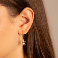 Gold French Fluer-de-lis Drop Dangle Earrings (Available in Yellow/Rose/White Gold)