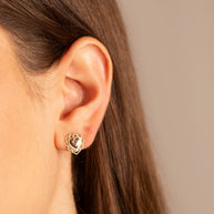 Two-Tone Gold Heart Filigree Stud Earrings (Available in Two-Tone/Yellow/Rose Gold)