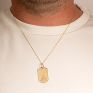 Yellow Gold Engravable Hockey Player Sports Dog Tag Pendant Necklace