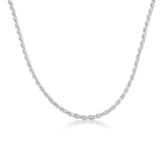 3mm .925 Sterling Silver Diamond Cut Rope Twisted Chain Link Necklace