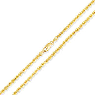 3mm Gold Diamond Cut Rope Twisted Solid Chain Link Necklace