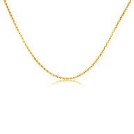 2mm Gold Diamond Cut Rope Twisted Solid Chain Link Necklace