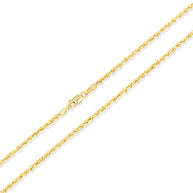 2mm Gold Diamond Cut Rope Twisted Solid Chain Link Necklace