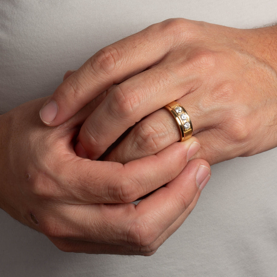 Gold Men's Lab Grown Diamond Wedding Band Engagement Ring (Available in Yellow/Rose/White Gold)