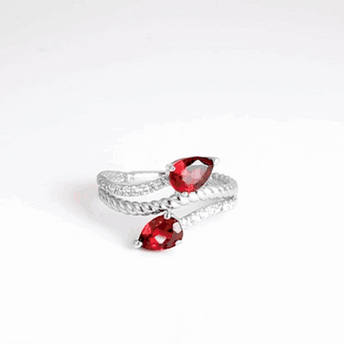 .925 Sterling Silver Pear Cut Double Gemstone Wrap Around Roped Band Ring