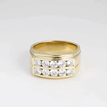 14K Gold Lab Grown 2ct Diamond Double Band Wedding Ring (Available in Yellow/Rose/White Gold)