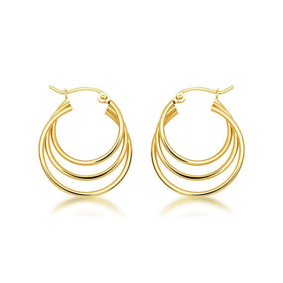 Triple Hoop Earrings in 14K Gold