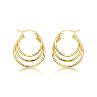 Triple Hoop Earrings in 14K Gold