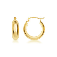 14K Yellow Gold Tube Huggie Hoop Earrings
