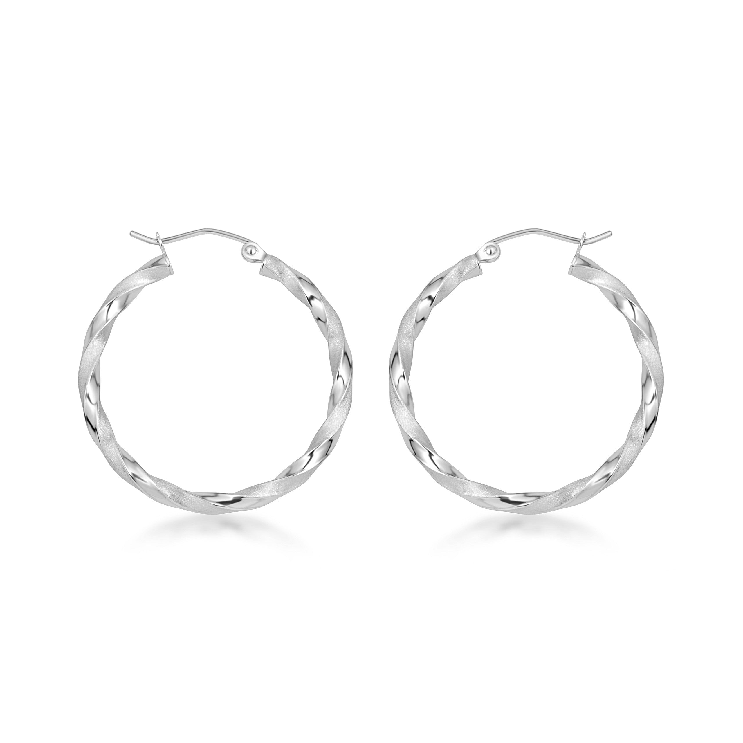 14K Gold Diamond Cut Twisted Hoop Earrings (Available in Yellow/White Gold)