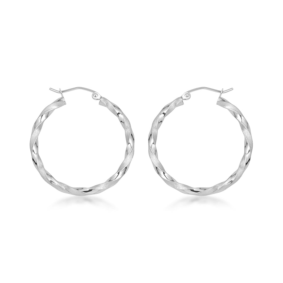 14K Gold Diamond Cut Twisted Hoop Earrings (Available in Yellow/White Gold)