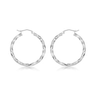 14K Gold Diamond Cut Twisted Hoop Earrings (Available in Yellow/White Gold)