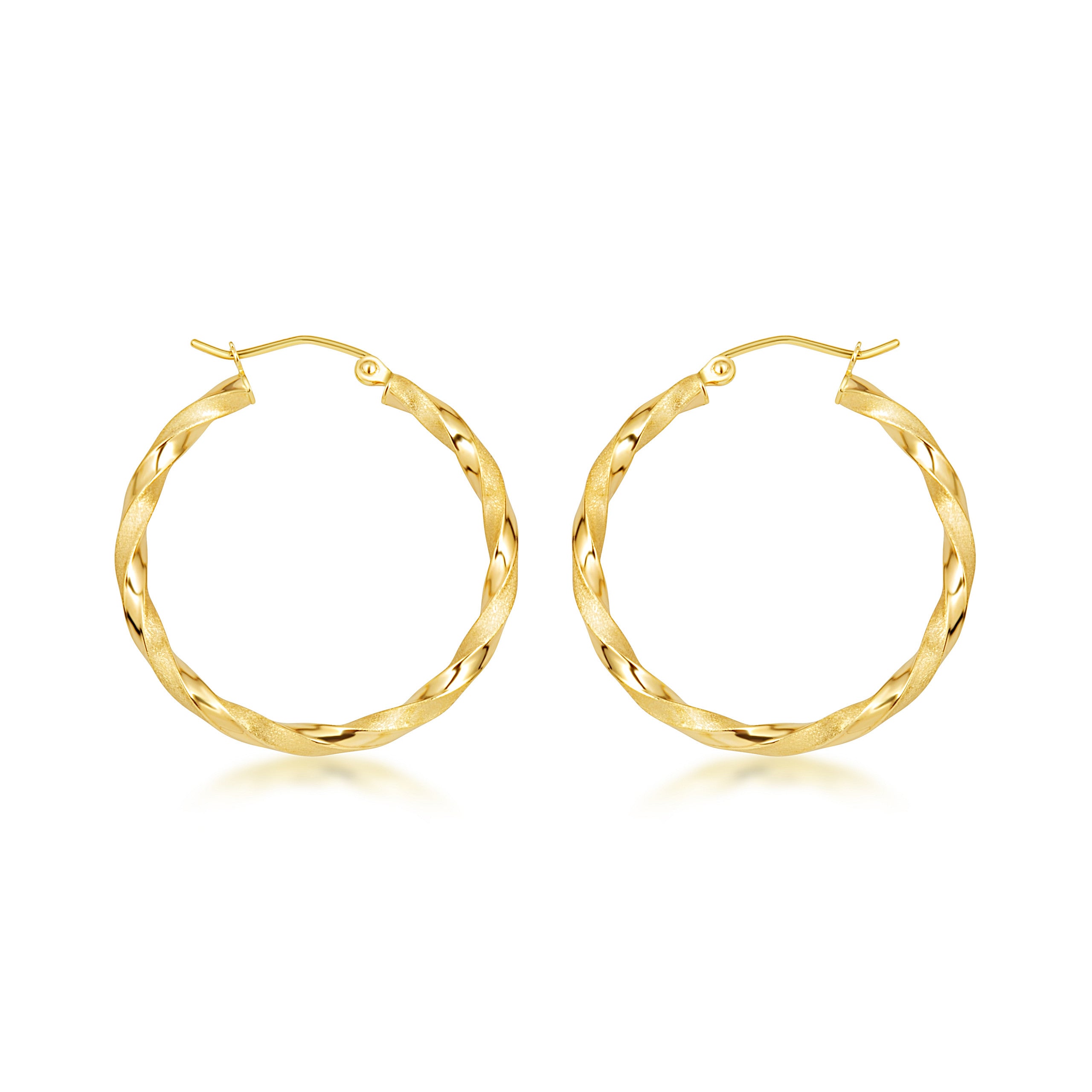 14K Gold Diamond Cut Twisted Hoop Earrings (Available in Yellow/White Gold)