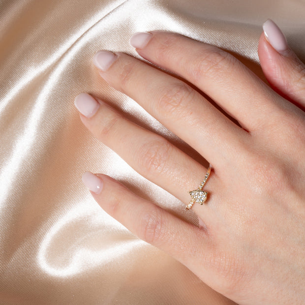 14K Gold Lab Grown Diamond Pavé Set Pear Ring (Available in Yellow/Rose/White Gold)
