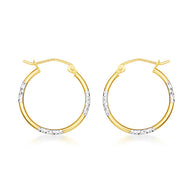 14K Two-Tone Gold Diamond Cut Tube Hoop Earrings (Available in Small/Large & Two-Tone/Yellow/White Gold))