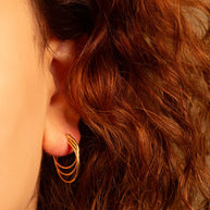 Triple Hoop Earrings in 14K Gold