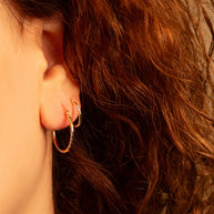 14K Two-Tone Gold Diamond Cut Tube Hoop Earrings (Available in Small/Large & Two-Tone/Yellow/White Gold))