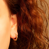Two-Tone Gold Heart Huggie Hoop Earrings