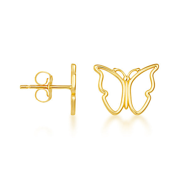 Yellow Gold Butterfly Nature Stud Earrings