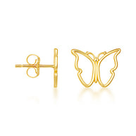 Yellow Gold Butterfly Nature Stud Earrings