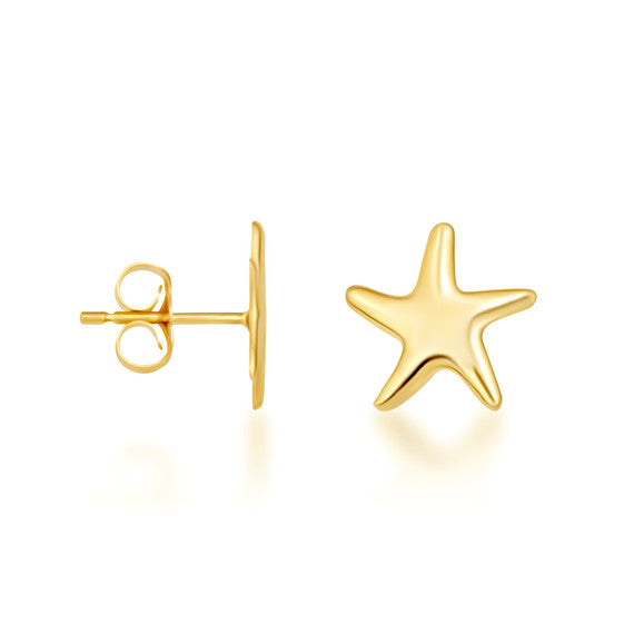 Yellow Gold Sea Starfish Stud Earrings