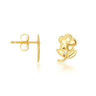 Yellow Gold Flower Daisy Stud Earrings