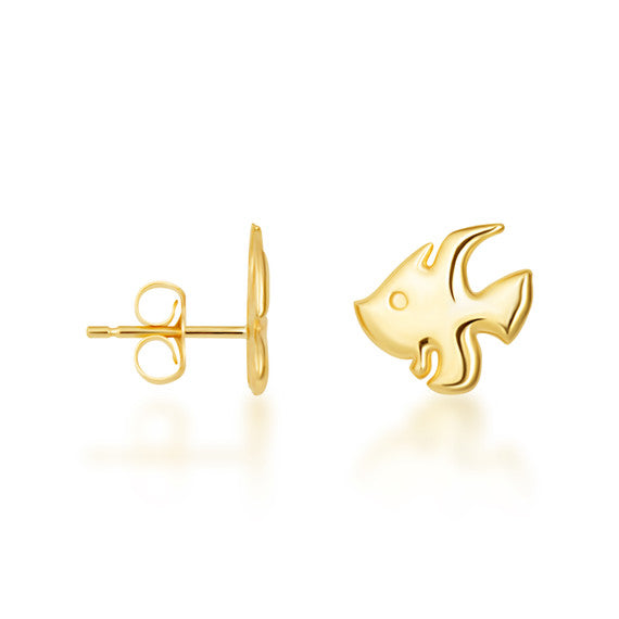 Yellow Gold Fish Stud Earrings