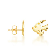 Yellow Gold Fish Stud Earrings
