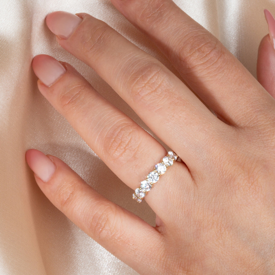 14K Gold Lab Grown 4ct Diamond Pave Set Wedding Band Ring 4mm (Available in Yellow/Rose/White Gold)