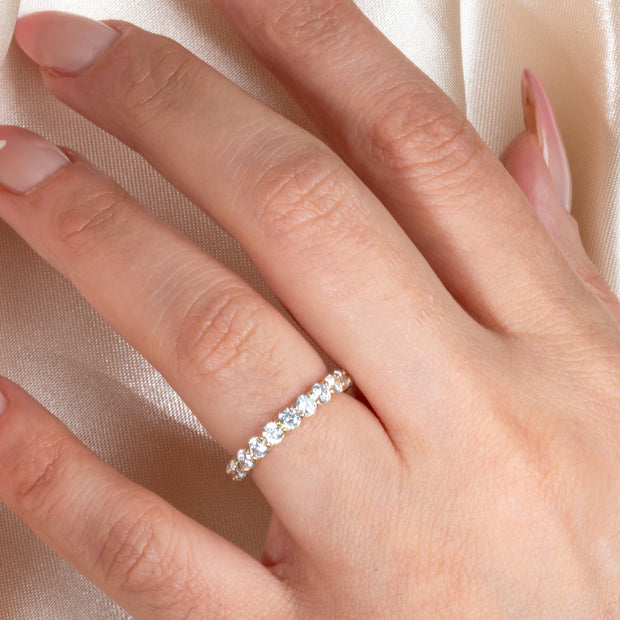 14K Gold 2.25cts Lab Grown Diamond Pave Set 3mm Wedding Band Ring (Available in Yellow/Rose/White Gold)