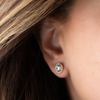 14K Gold Lab Grown 2ct Diamond Halo Solitaire Stud Earrings (Available in Yellow/Rose/White Gold)