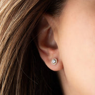14K Gold Lab Grown .5ct Diamond Halo Solitaire Stud Earrings (Available in Yellow/Rose/White Gold)