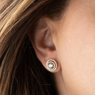 14K Gold Lab Grown Diamond Round Halo Earring Jacket Studs (Available in Yellow/Rose/White Gold)