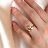 Two-Tone Gold Claddagh Heart Crown Ring