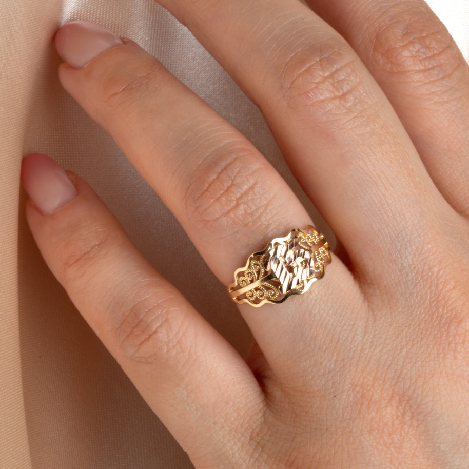 Gold Woman's Cherished 15 Años Ring (Available in Yellow/White Gold)