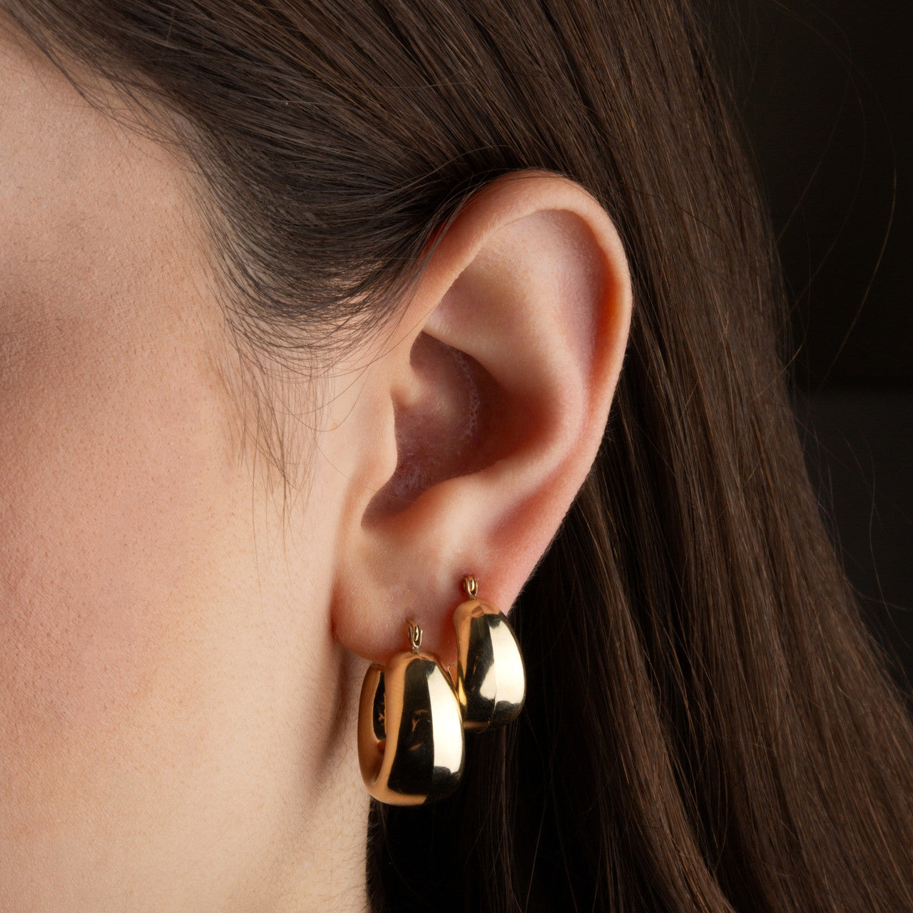 Yellow Gold Bold Tube Hoop Earrings (Available in Small/Large)